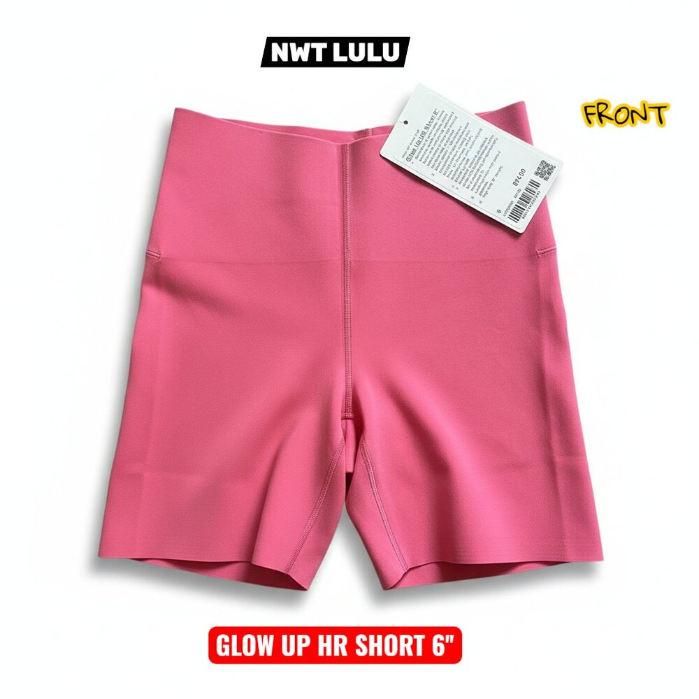 ✨ Lululemon Glow Up High Rise 6” Shorts - Size 6 - NWT - Raspberry Coulis 🍓 - Picture 2 of 2